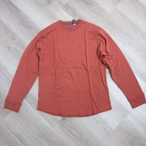 Vtg GAP Y2K Waffle Knit Thermal Shirt Orange Sz L Gorpcore Base Layer Unisex